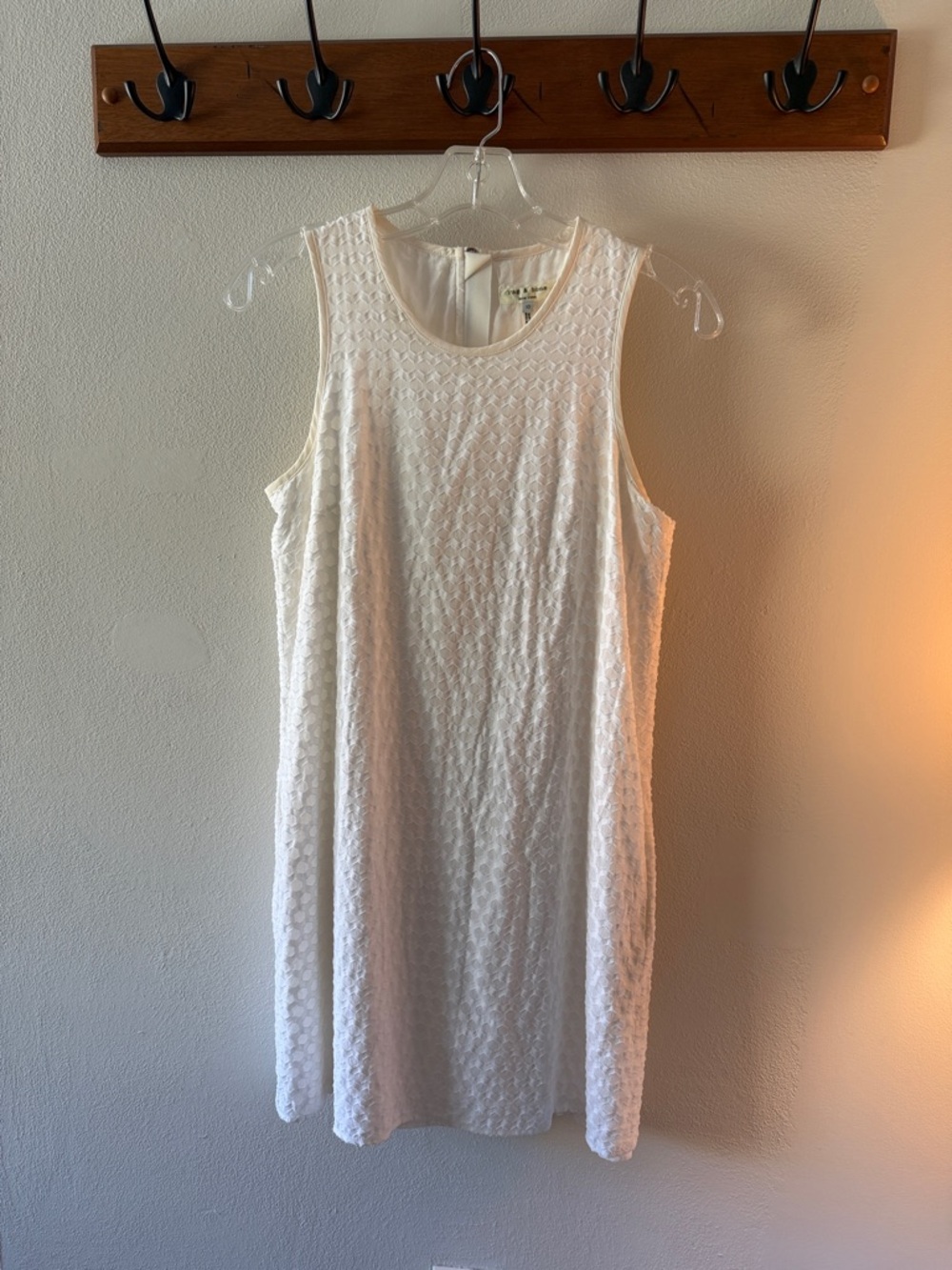 Rag & Bone Evie White Honeycomb Shift Dress, XS